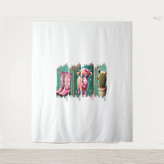 Roze Cowgirl Valentijn, Hart Wandkleed (Voorkant)