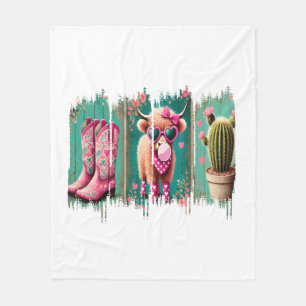 Roze Cowgirl Valentijn Png, Hart Png Fleece Deken