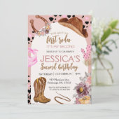 Roze Cowgirl Verjaardag 2e Rodeo meisje Party Kaart (Staand voorkant)