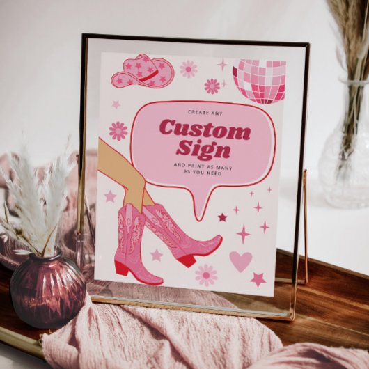 Roze Cowgirl Verjaardagsfeest Custom Sign