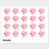 Roze Cowgirl Verjaardagsfeest Let's Go Girls Favor Ronde Sticker (Vel)