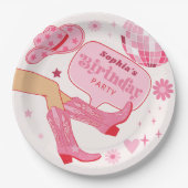 Roze Cowgirl Verjaardagsfeest Let's Go Girls Party Papieren Bordje (Voorkant)