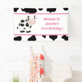 Roze Cowgirl Verjaardagsfeestbanner Spandoek (Insitu)