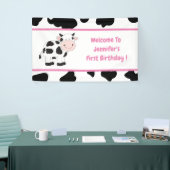 Roze Cowgirl Verjaardagsfeestbanner Spandoek (Beurs)