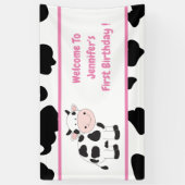 Roze Cowgirl Verjaardagsfeestbanner Spandoek (Verticaal)