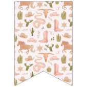 Roze Cowgirl Verjaardagsfeestdecor Vlaggetjes (Eerste vlag)