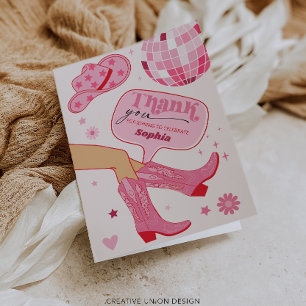 Roze Cowgirl Verjaardagsfeestje Dank je wel kaart