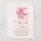 Roze Cowgirl verjaardagsfeestje laat meisjes binne Kaart (Voorkant)