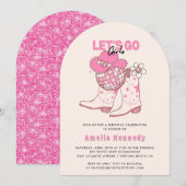 Roze Cowgirl verjaardagsfeestje laat meisjes retro Kaart (Voorkant / Achterkant)