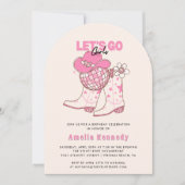 Roze Cowgirl verjaardagsfeestje laat meisjes retro Kaart (Voorkant)