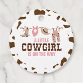 Roze Cowgirl Western Baby shower Bedankjes Labels (Voorkant)