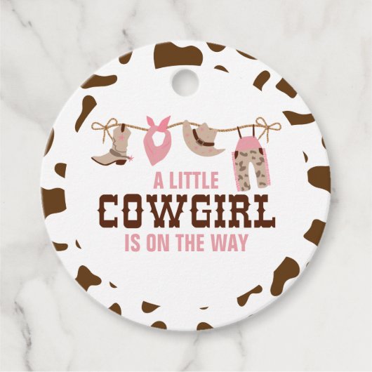 Roze Cowgirl Western Baby shower Bedankjes Labels (Voorkant)