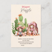 Roze Cowgirl Western Baby shower Diapper Raffle Informatiekaartje (Voorkant)