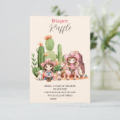 Roze Cowgirl Western Baby shower Diapper Raffle Informatiekaartje (Staand voorkant)