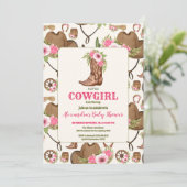 Roze Cowgirl Western Baby shower Kaart (Staand voorkant)