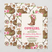 Roze Cowgirl Western Baby shower Kaart (Voorkant / Achterkant)