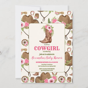 Roze Cowgirl Western Baby shower Kaart