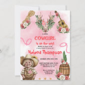 Roze Cowgirl Western Baby shower Kaart (Voorkant)