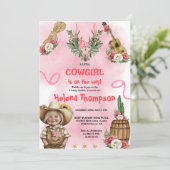 Roze Cowgirl Western Baby shower Kaart (Staand voorkant)
