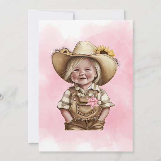 Roze Cowgirl Western Baby shower Kaart (Achterkant)