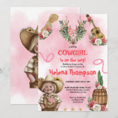 Roze Cowgirl Western Baby shower Kaart (Voorkant / Achterkant)