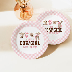 Roze Cowgirl Western Baby Shower Papieren Borden Bordje