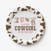 Roze Cowgirl Western Baby shower Papieren Bordje (Voorkant)