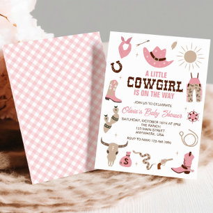 Roze Cowgirl Western Baby shower Uitnodiging
