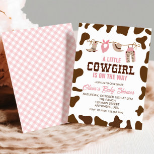 Roze Cowgirl Western Baby shower Uitnodiging