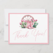 Roze Cowgirl Western Cactus Baby shower Bedankkaart (Voorkant)