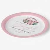 Roze Cowgirl Western Cactus Baby shower Papieren Bordje (Gekanteld)