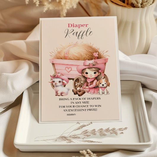 Roze Cowgirl Western Diapper Raffle Informatiekaartje