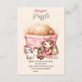 Roze Cowgirl Western Diapper Raffle Informatiekaartje (Voorkant)