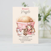 Roze Cowgirl Western Diapper Raffle Informatiekaartje (Staand voorkant)