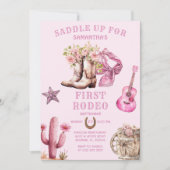 Roze Cowgirl Western Eerste Rodeo Bows Verjaardag Kaart (Voorkant)