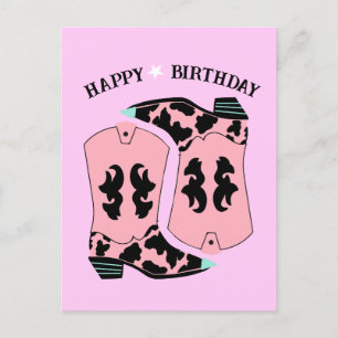 Roze Cowgirl Western Laarzen Ranch Cowboy Verjaard Briefkaart