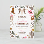 Roze Cowgirl Western Rodeo Verjaardag Kaart (Staand voorkant)