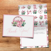 Roze Cowgirl Westerne Cactus Baby shower vouwen Bedankkaart