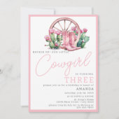 Roze Cowgirl Westerne Cactus Verjaardagsfeest Kaart (Voorkant)