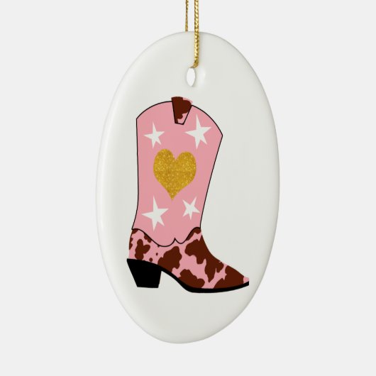 Roze Cowgirl Westerne kerst Keramisch Ornament (Rechts)