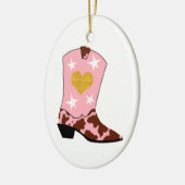 Roze Cowgirl Westerne kerst Keramisch Ornament (Links)
