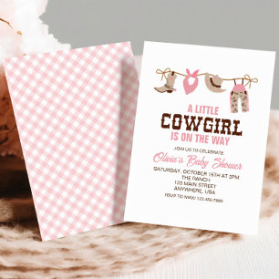 Roze Cowgirl Westerse Baby Shower Uitnodiging