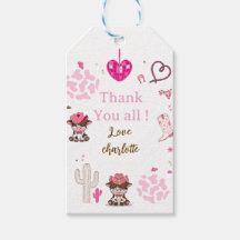 Roze Cowgirl Westerse verjaardag bedankt tag