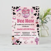 Roze Cowgirl Yee Haw Rodeo West Coquette Verjaarda Kaart (Staand voorkant)