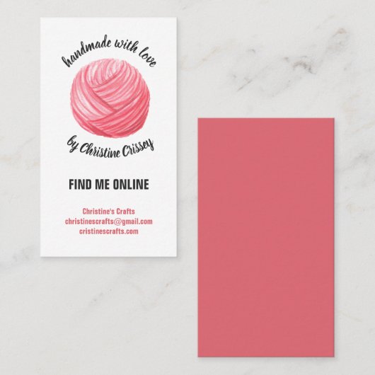 Roze Craft Crochet | Knitting Yarn Handmade Visitekaartje (Voorkant / Achterkant)