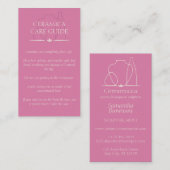 Roze Craft Pottery Clay Ceramic Care Instructions Visitekaartje (Voorkant / Achterkant)