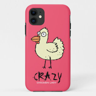 ROZE Crazy Kip Dame Cartoon Hen iPhone 11 Hoesje
