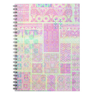 Roze Crazy Quilt Patroon Spiraal in Vintage Stijl Notitieboek
