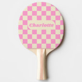 Roze & Cream Checker met naam Tafeltennisbatje (Voorkant)