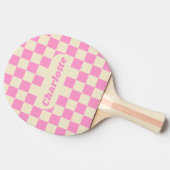 Roze & Cream Checker met naam Tafeltennisbatje (Zijkant)